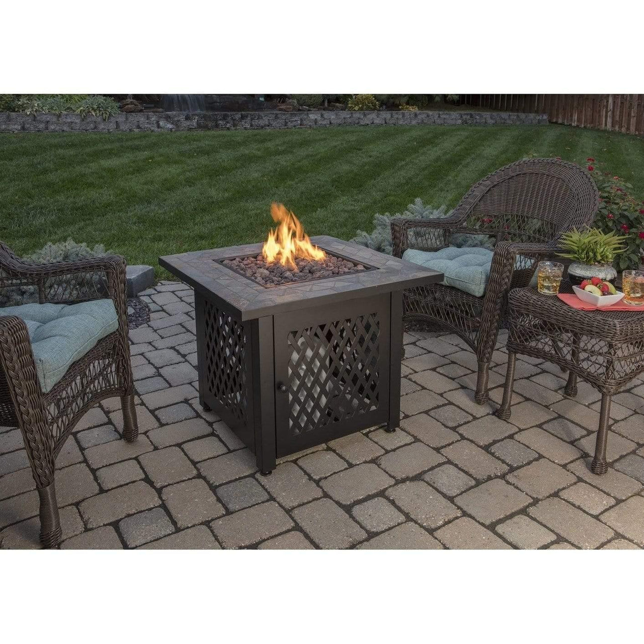 Endless Summer LP Gas Outdoor Fire Pit with 30-in Slate Tile Mantel - GAD1429SP - Fire Pit Stock