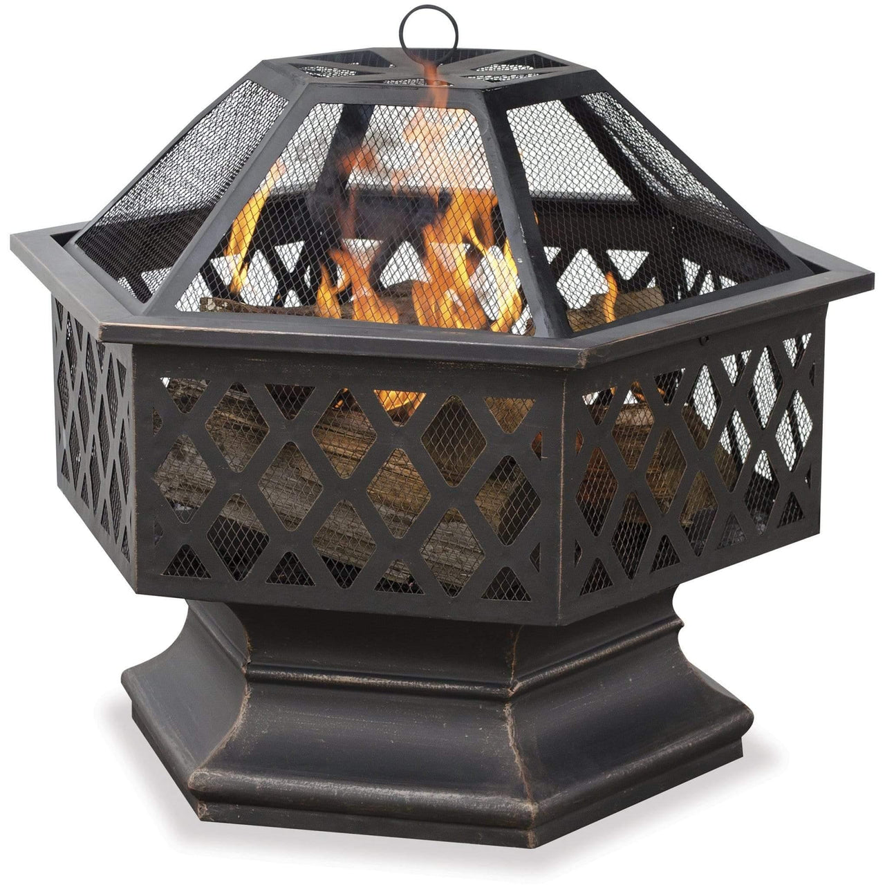 Endless Summer Oil Rubbed Bronze Wood Burning Outdoor Firebowl With Lattice Design - WAD1377SP - Fire Pit Stock