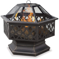 Thumbnail for Endless Summer Oil Rubbed Bronze Wood Burning Outdoor Firebowl With Lattice Design - WAD1377SP - Fire Pit Stock