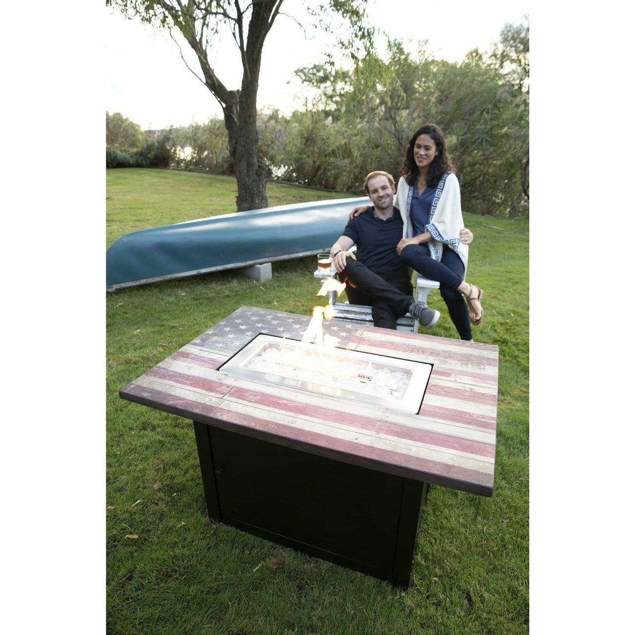 Endless Summer The Americana, 40 x 28 Rectangular Gas Outdoor Fire Pit - GAD17108ES - Fire Pit Stock