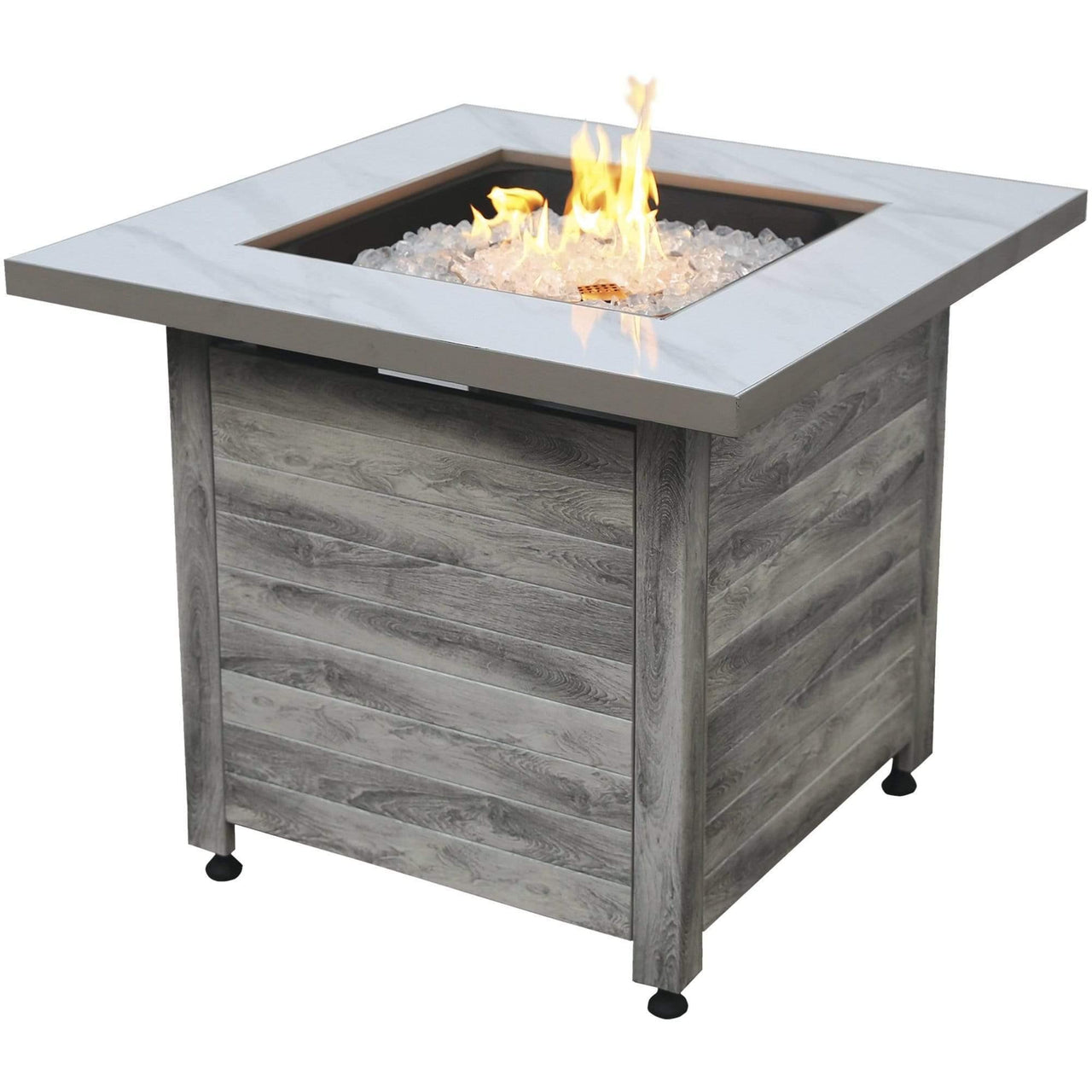 Endless Summer The Chesapeake, LP Gas Fire Pit 30" Faux Marble Top Faux Weather Wood Base - GAD15274SP - Fire Pit Stock