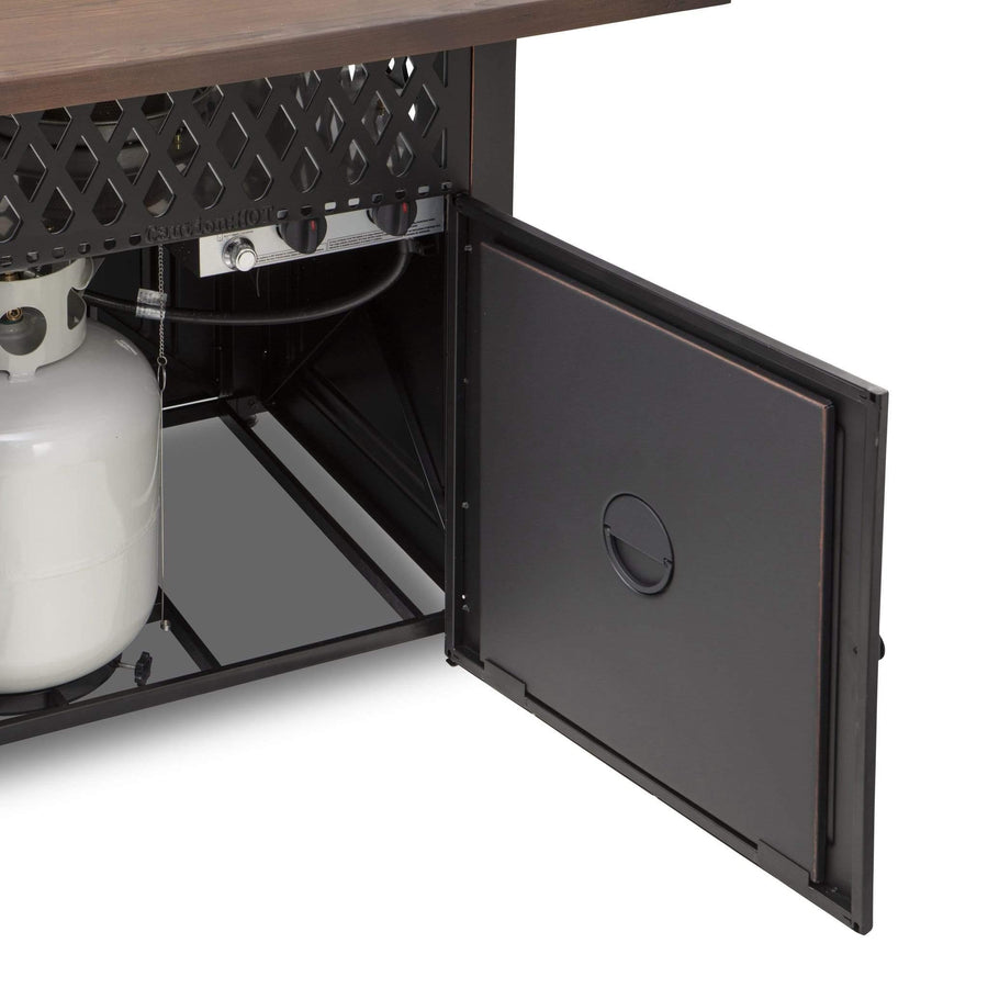 Endless Summer The Donovan, Dual Heat LP Gas Outdoor Fire Pit/Patio Heater with Wood Look Resin Mantel - GAD19102ES - Fire Pit Stock