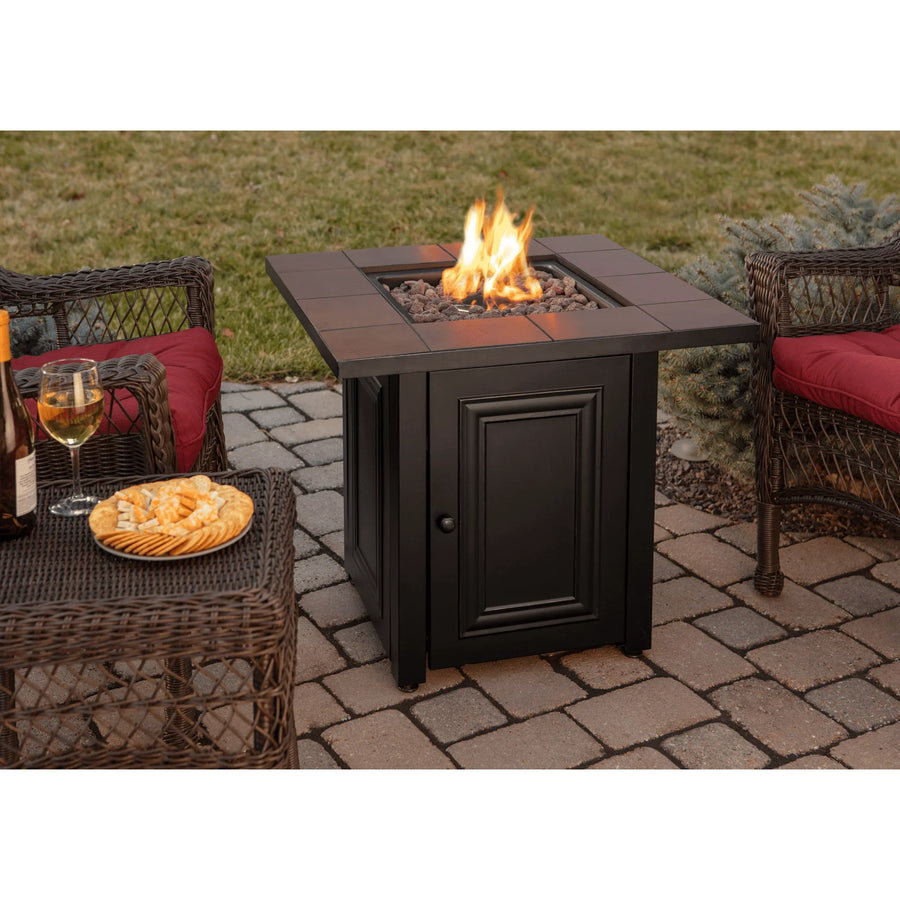 Endless Summer The Vanderbilt, LP Gas Outdoor Fire Pit with Ceramic Tile Mantel - GAD15411SP - Fire Pit Stock