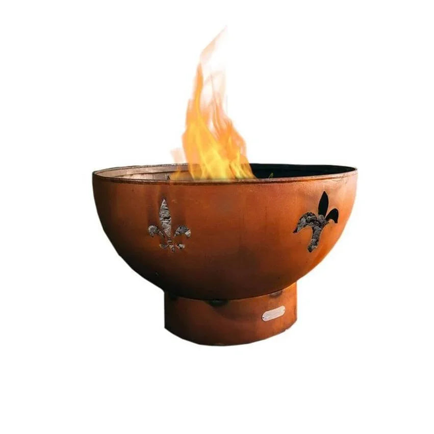 Fire Pit Art - Fleur de Lis 36" Carbon Steel Fire Pit - Fire Pit Stock