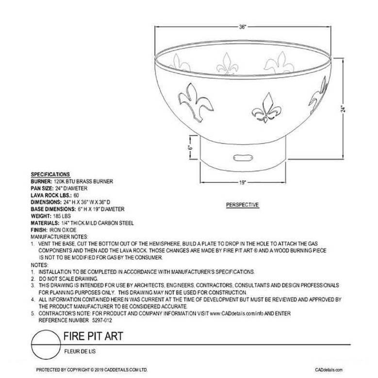Fire Pit Art - Fleur de Lis 36" Carbon Steel Fire Pit - Fire Pit Stock