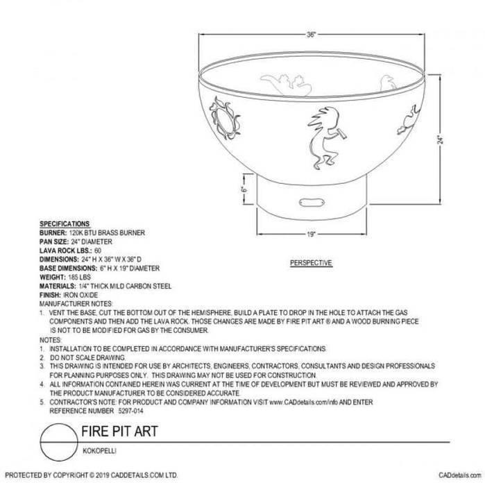 Fire Pit Art - Kokopelli 36" Carbon Steel Fire Pit - Fire Pit Stock