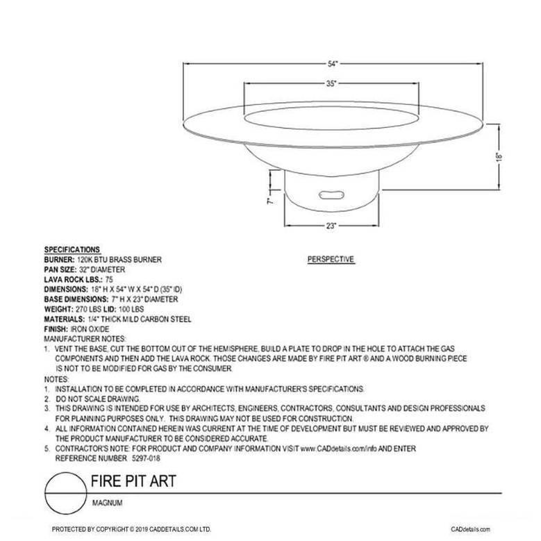 Fire Pit Art - Magnum 54" Carbon Steel Fire Pit - Fire Pit Stock