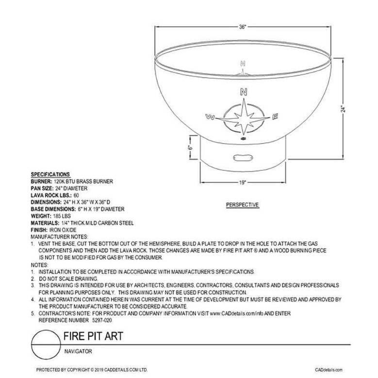 Fire Pit Art - Navigator 36" Carbon Steel Fire Pit - Fire Pit Stock