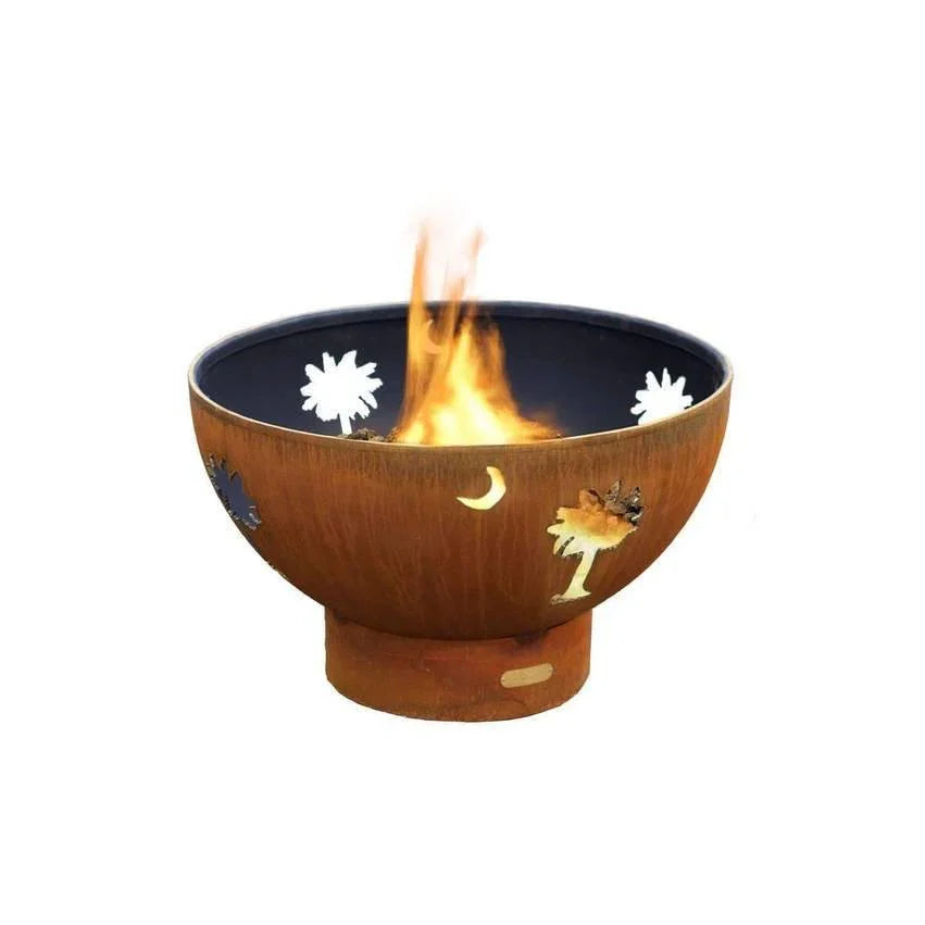 Fire Pit Art - Tropical Moon 36" Carbon Steel Round Fire Pit - Fire Pit Stock