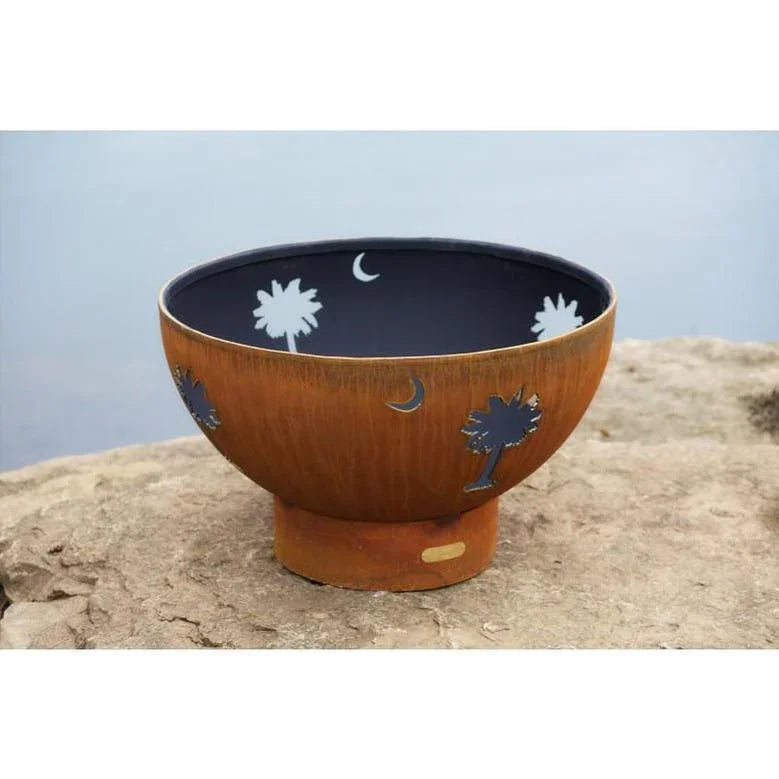 Fire Pit Art - Tropical Moon 36" Carbon Steel Round Fire Pit - Fire Pit Stock