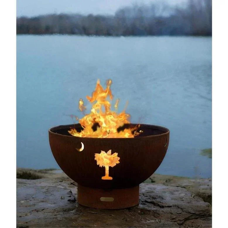 Fire Pit Art - Tropical Moon 36" Carbon Steel Round Fire Pit - Fire Pit Stock