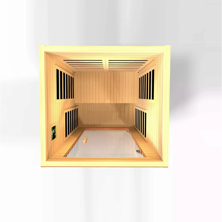 Golden Designs Sauna: Avila 1-2 Person Ultra Low EMF FAR Infrared Sauna - Fire Pit Stock