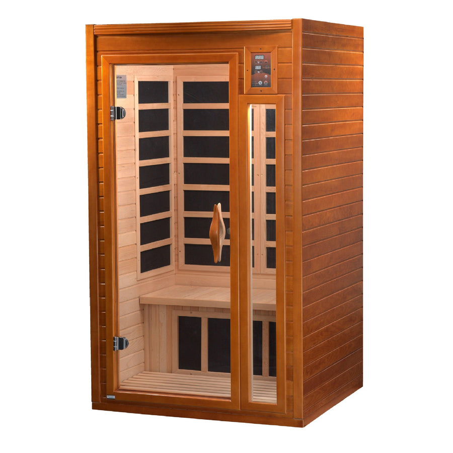 Golden Designs Sauna: "Barcelona Elite" 1-2 Person Ultra Low EMF Far Infrared Sauna - DYN-6106-01 Elite - Fire Pit Stock
