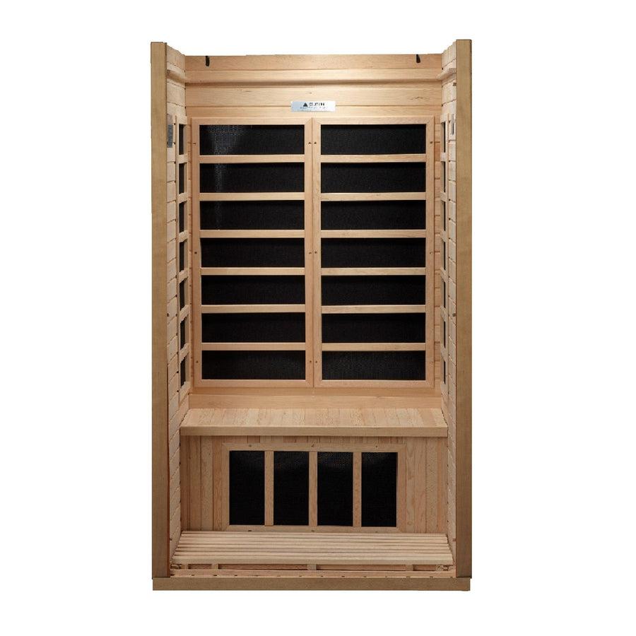 Golden Designs Sauna: "Barcelona Select" 1-2 Person Low EMF FAR Infrared Sauna - Canadian Hemlock - GDI-6106-01 - Fire Pit Stock