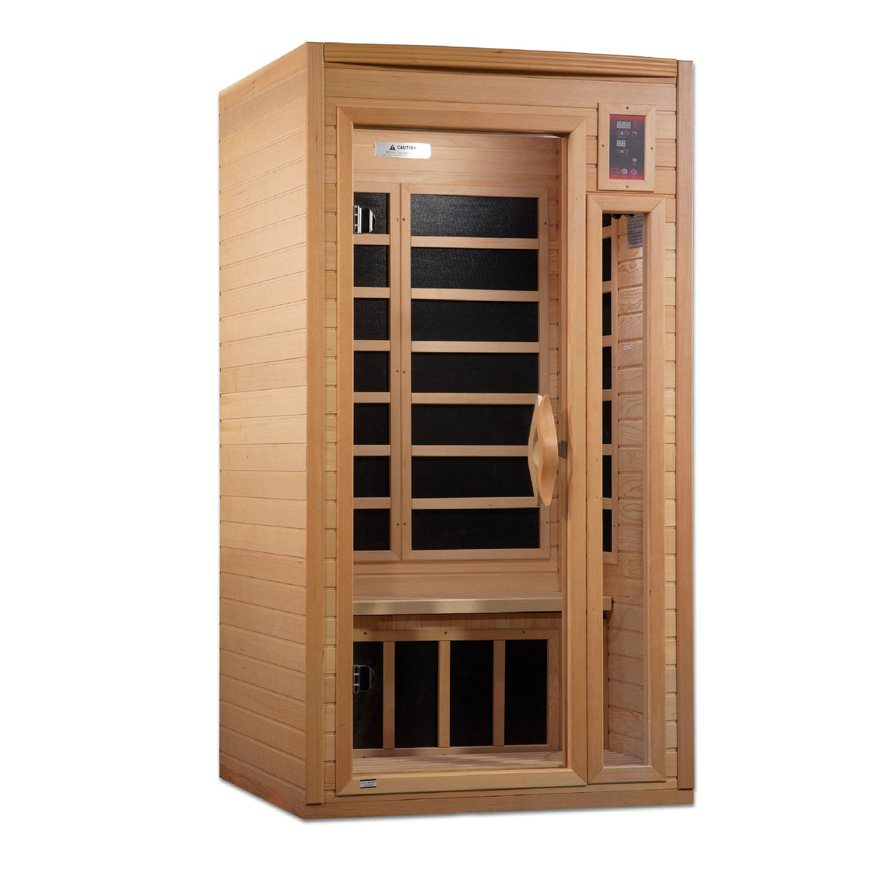 Golden Designs Sauna: "Barcelona Select Elite" 1-2 Person PureTech Near Zero Far Infrared Sauna - Canadian Hemlock - GDI-6106-01 Elite - Fire Pit Stock