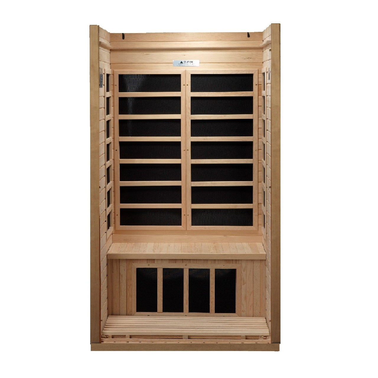 Golden Designs Sauna: "Barcelona Select Elite" 1-2 Person PureTech Near Zero Far Infrared Sauna - Canadian Hemlock - GDI-6106-01 Elite - Fire Pit Stock