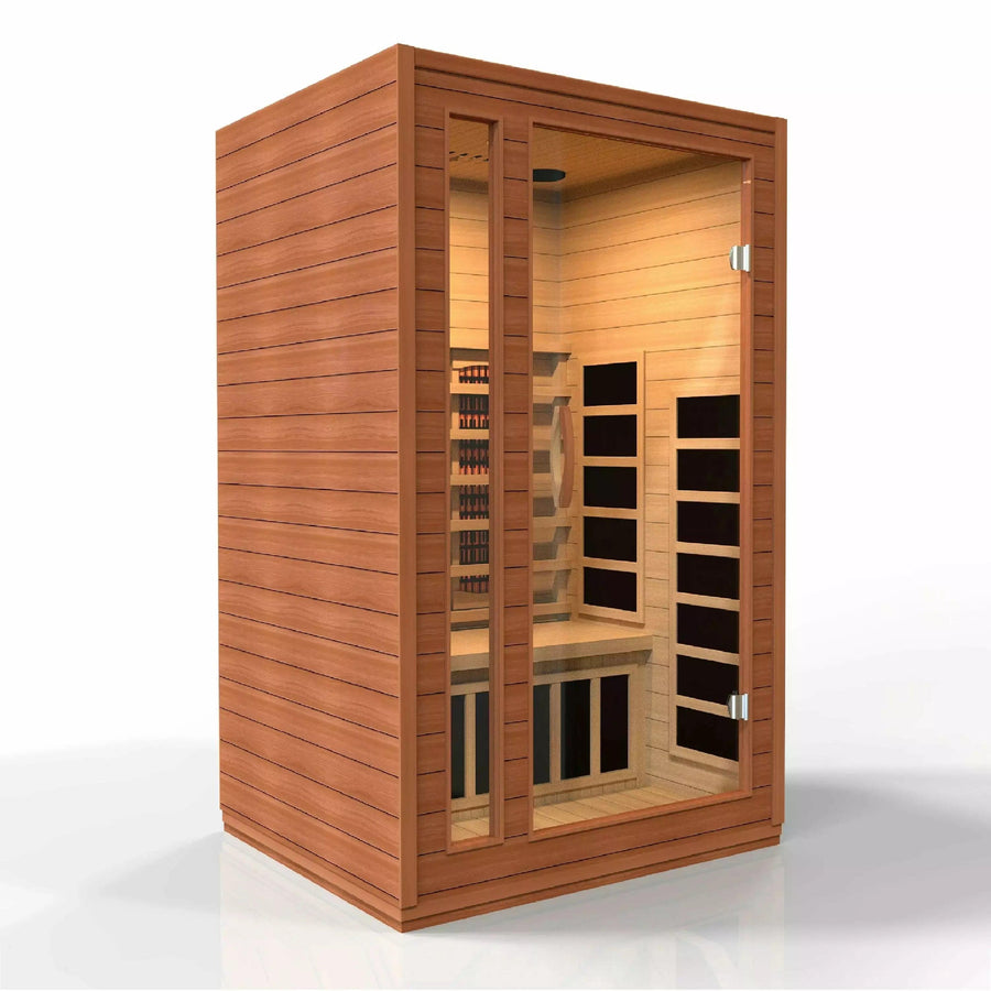 Golden Designs Sauna: Cardoba 2 Person Full Spectrum Infrared Sauna - Canadian Hemlock - Fire Pit Stock