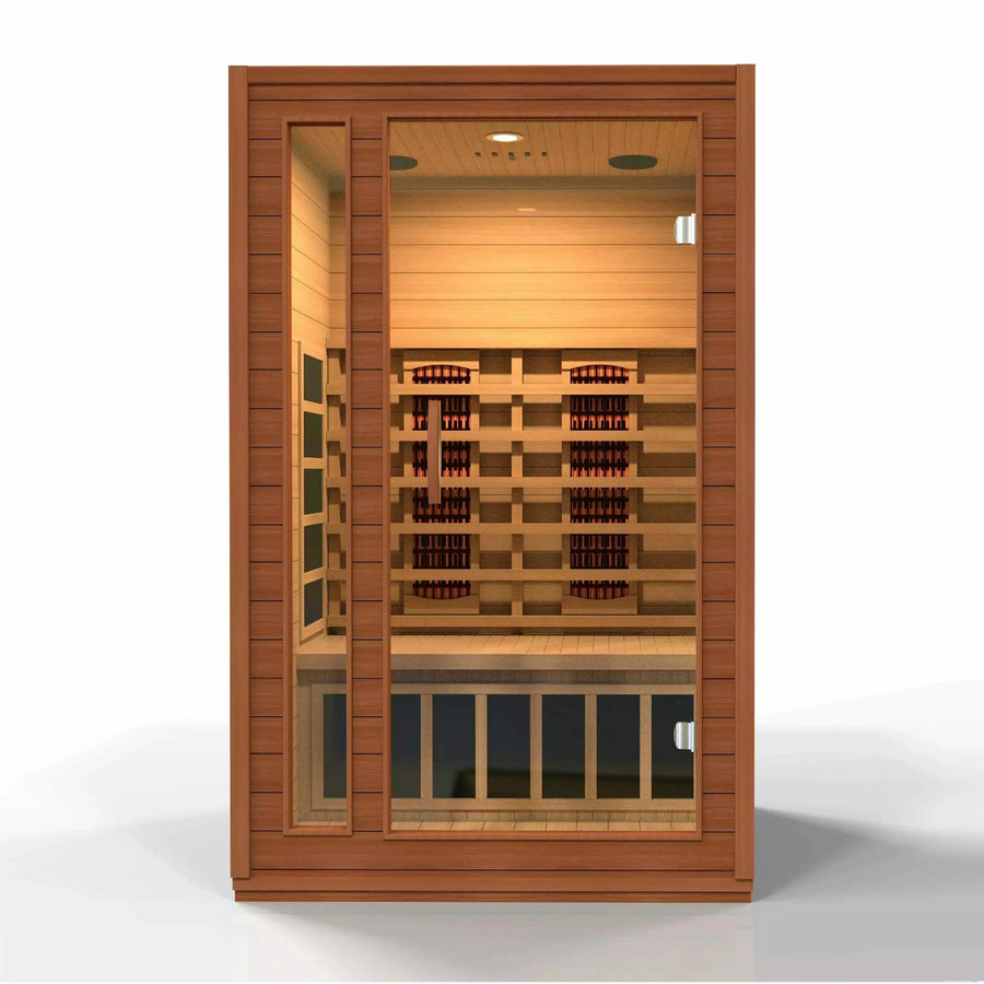 Golden Designs Sauna: Cardoba 2 Person Full Spectrum Infrared Sauna - Canadian Hemlock - Fire Pit Stock