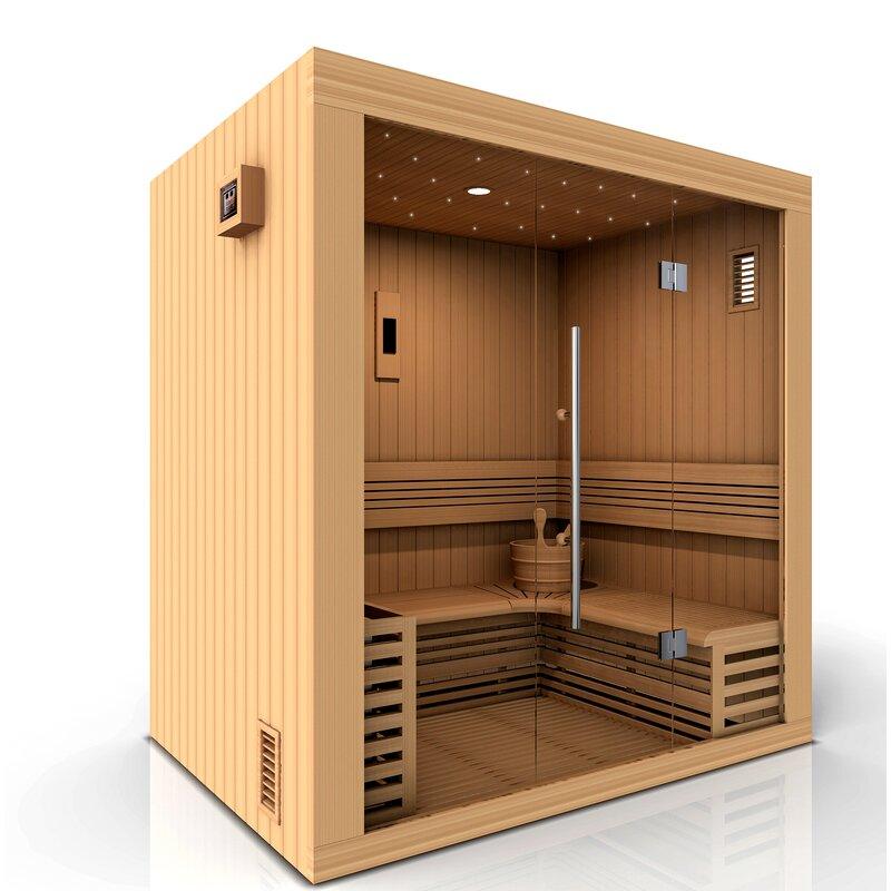 Golden Designs Sauna: Copenhagen 3-Person Traditional Steam Sauna - GDI-7389-01 - Fire Pit Stock