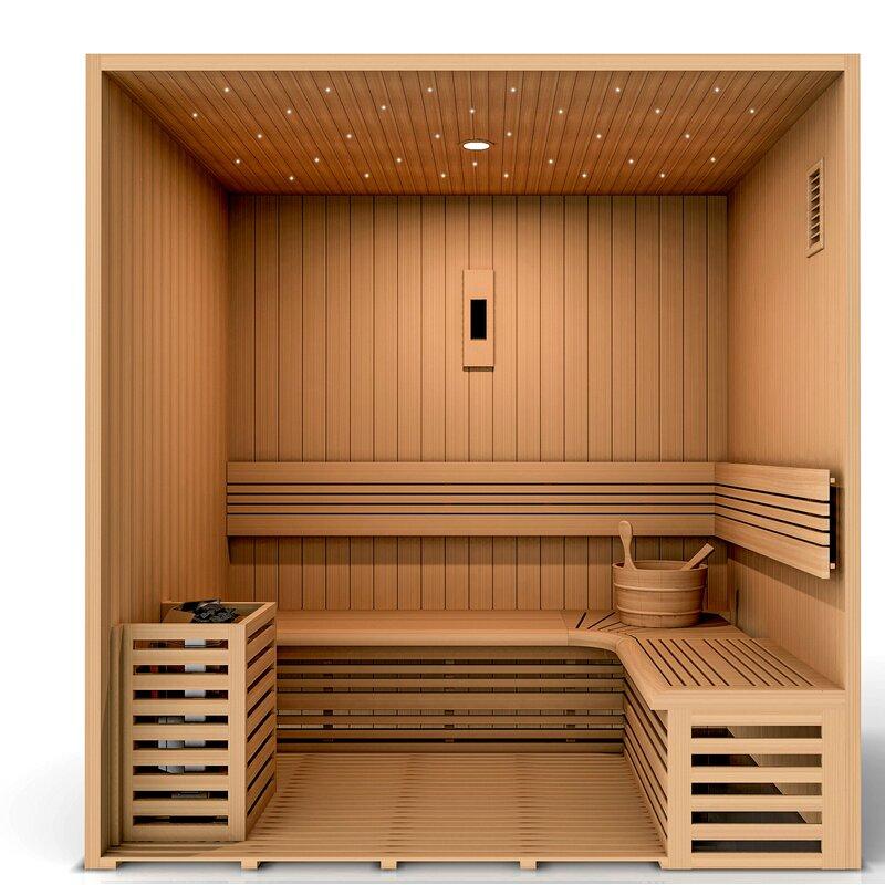 Golden Designs Sauna: Copenhagen 3-Person Traditional Steam Sauna - GDI-7389-01 - Fire Pit Stock