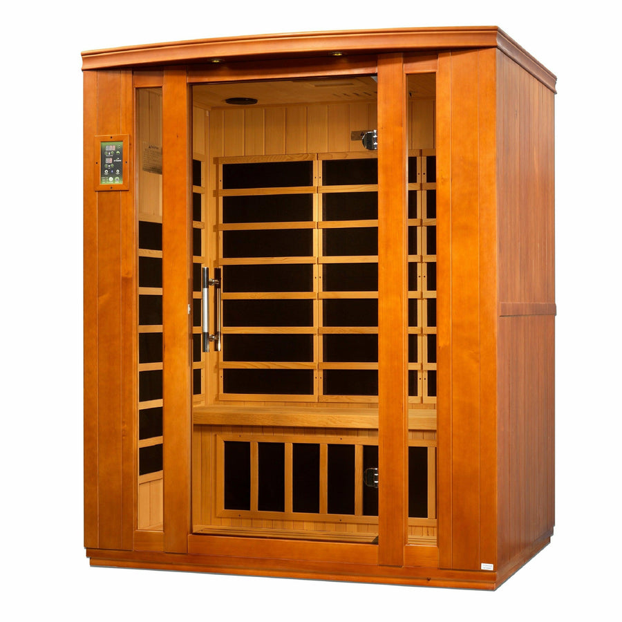 Golden Designs Sauna: Dynamic "Bellagio" 3 Person Low EMF Far Infrared Sauna - DYN-6306-01 - Fire Pit Stock