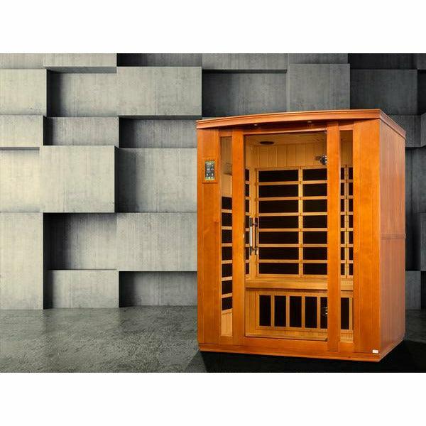 Golden Designs Sauna: Dynamic "Bellagio" 3 Person Low EMF Far Infrared Sauna - DYN-6306-01 - Fire Pit Stock
