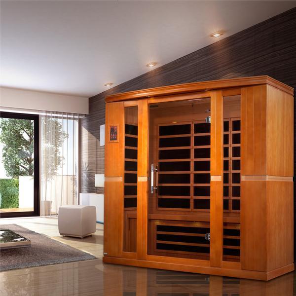 Golden Designs Sauna: Dynamic "Bergamo" 4 Person Low EMF Far Infrared Sauna - DYN-6440-01 - Fire Pit Stock