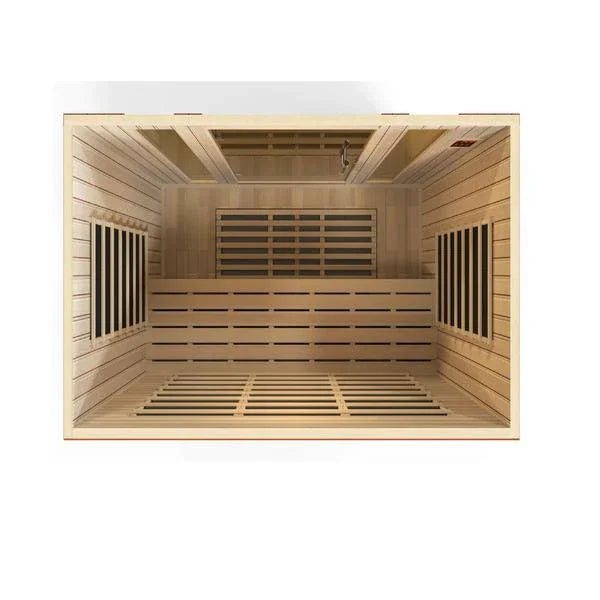 Golden Designs Sauna: Dynamic "Bergamo" 4 Person Low EMF Far Infrared Sauna - DYN-6440-01 - Fire Pit Stock