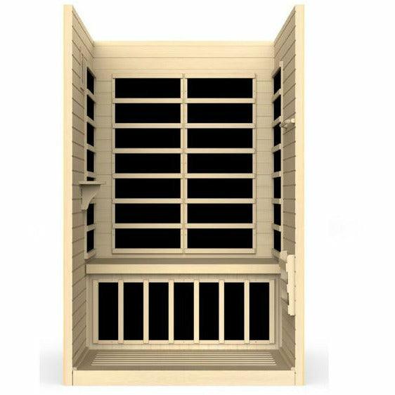 Golden Designs Sauna: Dynamic "Llumeneres" 2 Person Ultra Low EMF Far Infrared Sauna - DYN-6215-02 - Fire Pit Stock