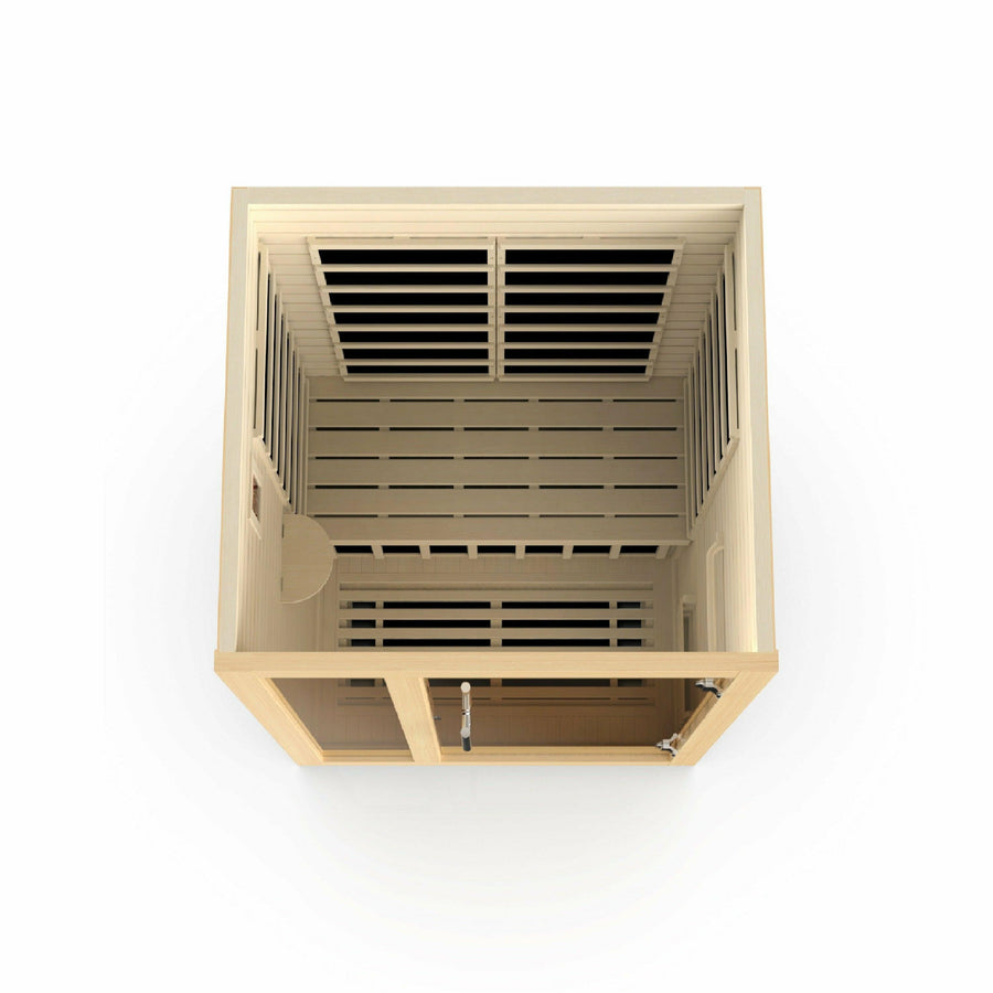 Golden Designs Sauna: Dynamic "Llumeneres" 2 Person Ultra Low EMF Far Infrared Sauna - DYN-6215-02 - Fire Pit Stock