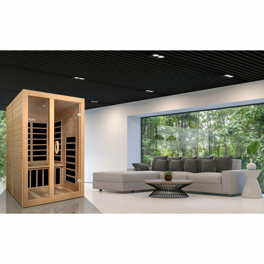 Golden Designs Sauna: Dynamic "Santiago" 2 Person Low EMF Far Infrared Sauna - DYN-6209-01 - Fire Pit Stock