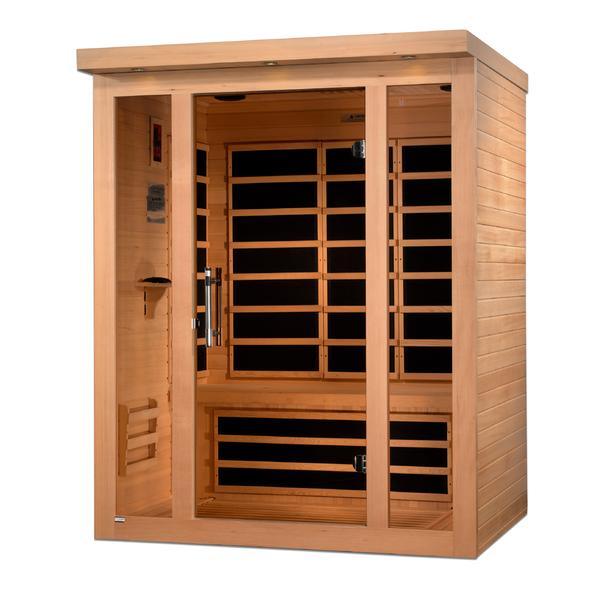 Golden Designs Sauna: Dynamic "Vila" 3 Person Ultra Low EMF Far Infrared Sauna - DYN-6315-02 - Fire Pit Stock