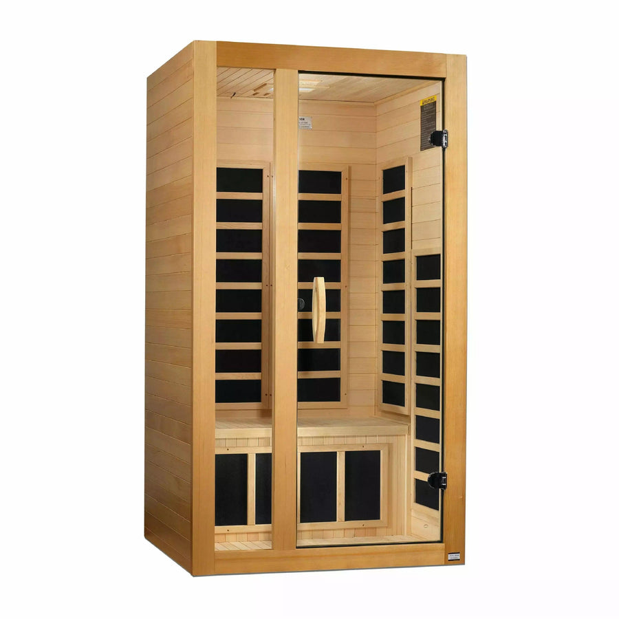 Golden Designs Sauna: Gracia - 1-2 Person Low EMF FAR Infrared Sauna - Fire Pit Stock