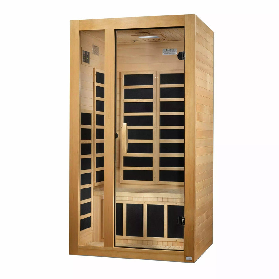 Golden Designs Sauna: Gracia - 1-2 Person Low EMF FAR Infrared Sauna - Fire Pit Stock