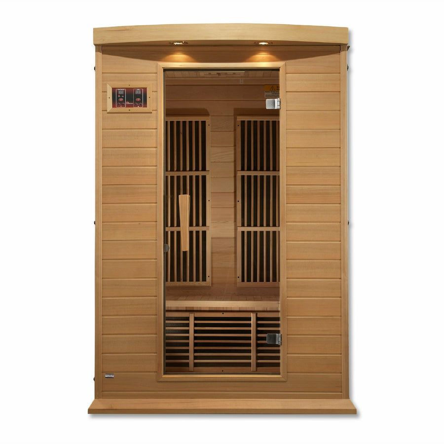 Golden Designs Sauna: Maxxus 2 Person Low EMF FAR Infrared Carbon - Canadian Hemlock - MX-K206-01 - Fire Pit Stock