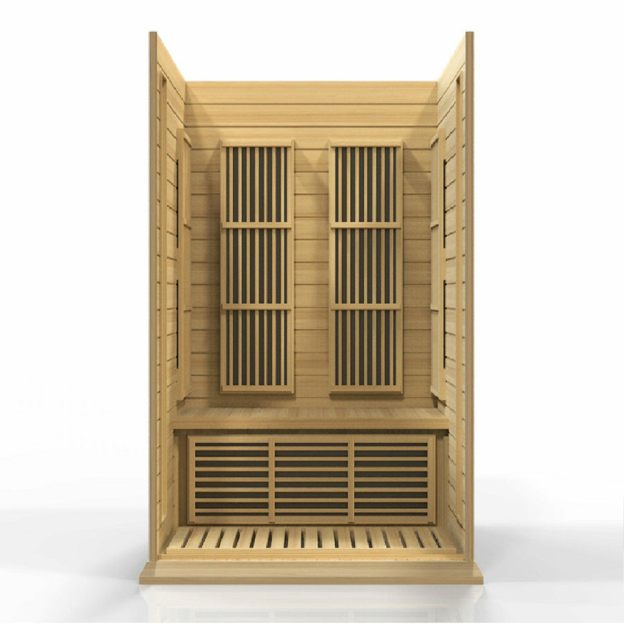 Golden Designs Sauna: Maxxus 2 Person Low EMF FAR Infrared Carbon - Canadian Hemlock - MX-K206-01 - Fire Pit Stock