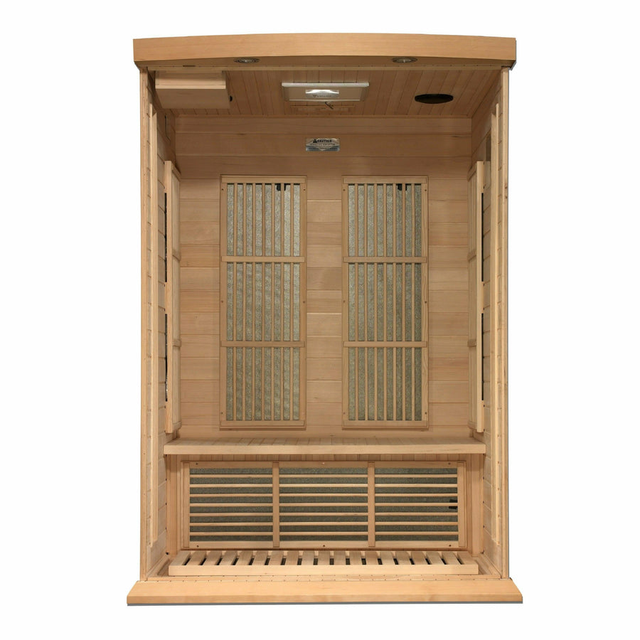 Golden Designs Sauna: Maxxus 2 Person Near Zero EMF FAR Infrared Carbon - Canadian Hemlock - MX-K206-01-ZF - Fire Pit Stock