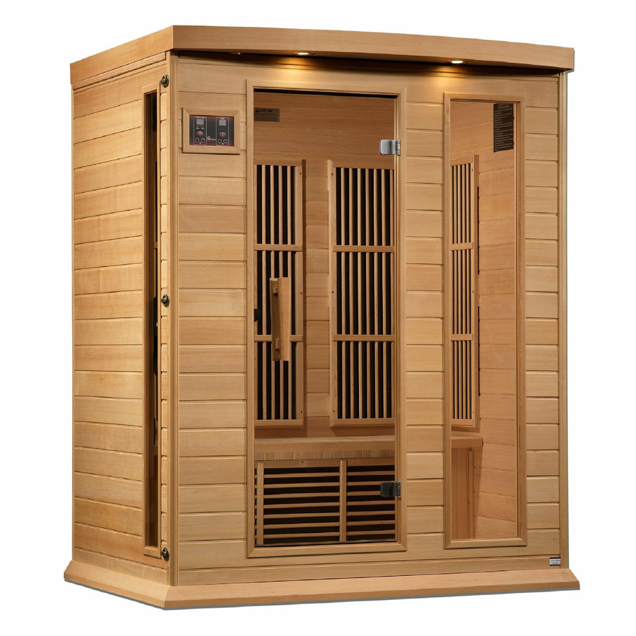 Golden Designs Sauna: Maxxus 3 Person Near Zero EMF FAR Infrared Carbon - Canadian Hemlock - MX-K306-01-ZF - Fire Pit Stock