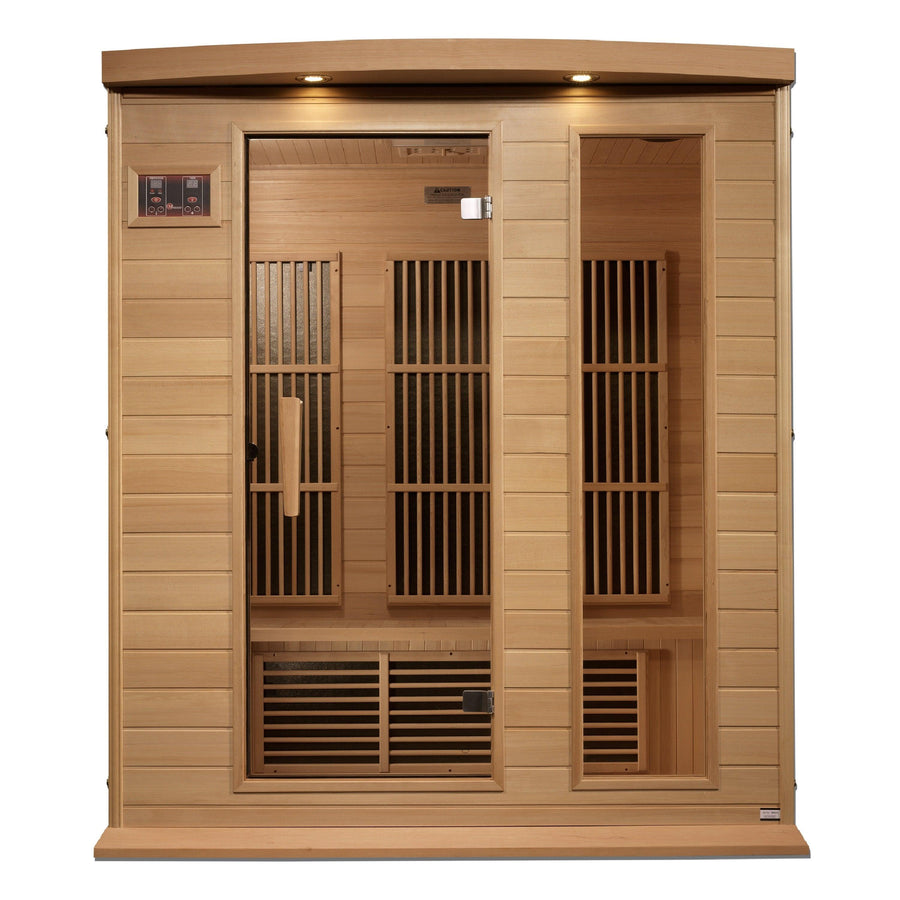 Golden Designs Sauna: Maxxus 3 Person Near Zero EMF FAR Infrared Carbon - Canadian Hemlock - MX-K306-01-ZF - Fire Pit Stock