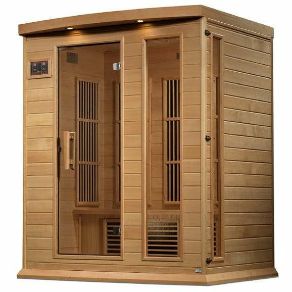 Golden Designs Sauna: Maxxus 3 Person Near Zero EMF FAR Infrared Carbon - Canadian Hemlock - MX-K306-01-ZF - Fire Pit Stock