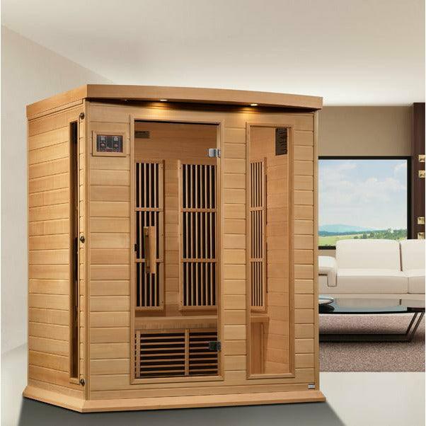 Golden Designs Sauna: Maxxus 3 Person Near Zero EMF FAR Infrared Carbon - Canadian Hemlock - MX-K306-01-ZF - Fire Pit Stock