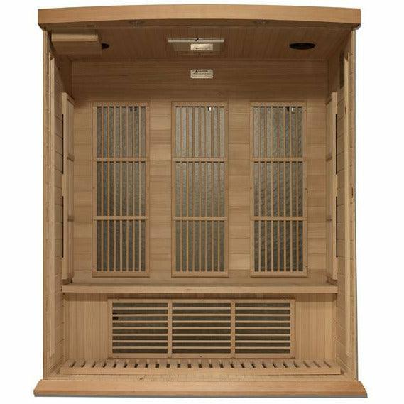 Golden Designs Sauna: Maxxus 3 Person Near Zero EMF FAR Infrared Carbon - Canadian Hemlock - MX-K306-01-ZF - Fire Pit Stock
