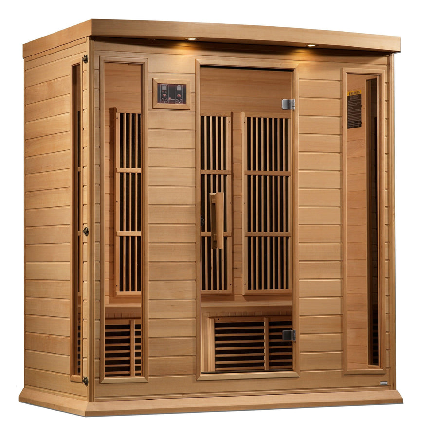 Golden Designs Sauna: Maxxus 4 Person Near Zero EMF FAR Infrared Carbon - Canadian Hemlock - MX-K406-01-ZF - Fire Pit Stock
