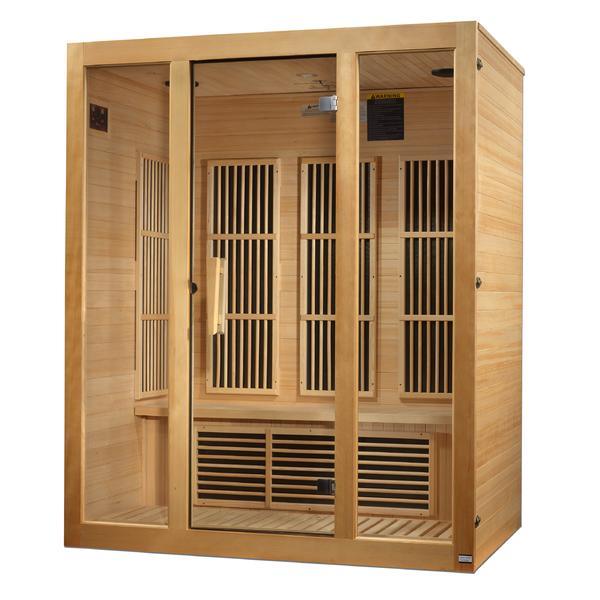 Golden Designs Sauna: Maxxus "Bellevue" 3 Person Low EMF FAR Infrared Sauna - MX-J306-01 - Fire Pit Stock