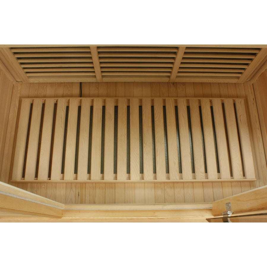 Golden Designs Sauna: Maxxus "Chaumont Edition" 3 Person Corner Near Zero EMF FAR Infrared Carbon - Canadian Red Cedar - MK-K356-01-ZF CED - Fire Pit Stock
