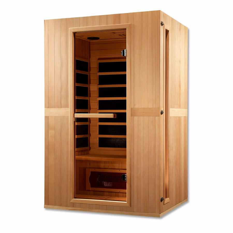 Golden Designs Sauna: Maxxus "Serenity" Dual Tech 2 person Low EMF FAR Infrared Sauna Canadian Hemlock - Fire Pit Stock