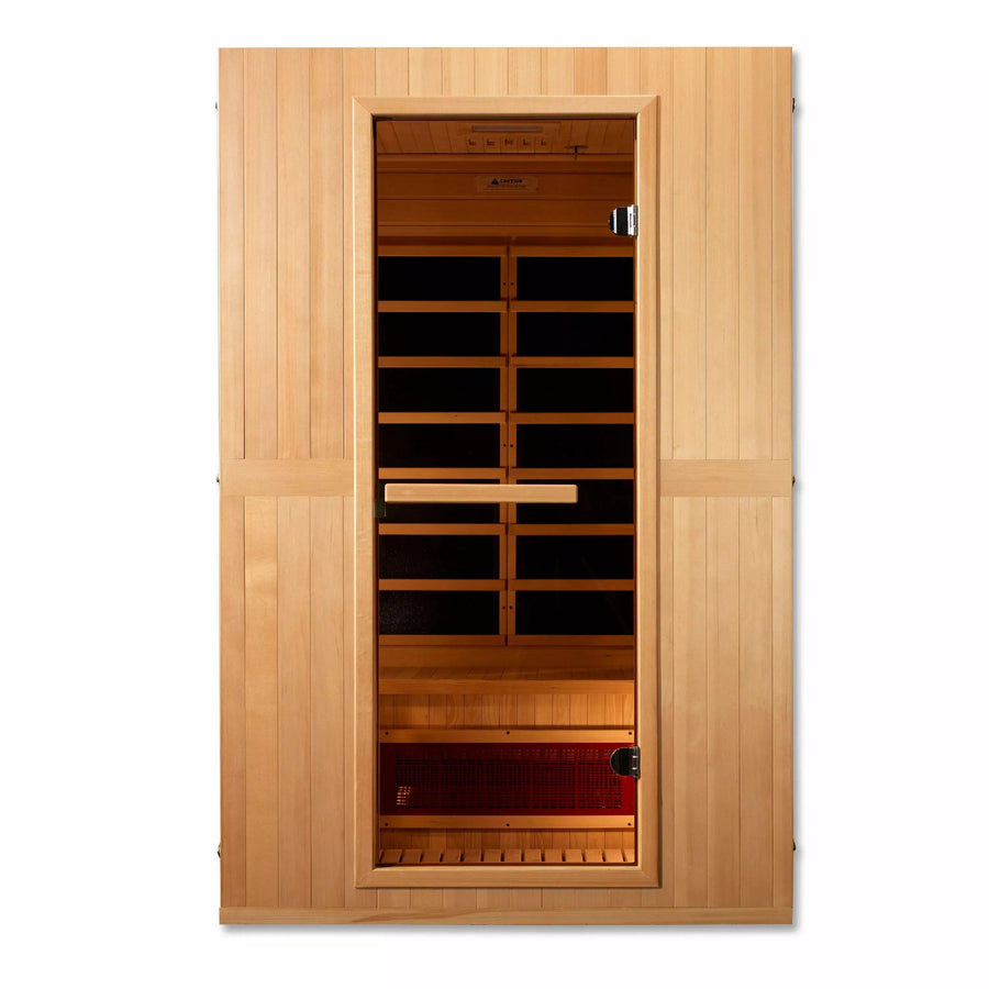 Golden Designs Sauna: Maxxus "Serenity" Dual Tech 2 person Low EMF FAR Infrared Sauna Canadian Hemlock - Fire Pit Stock