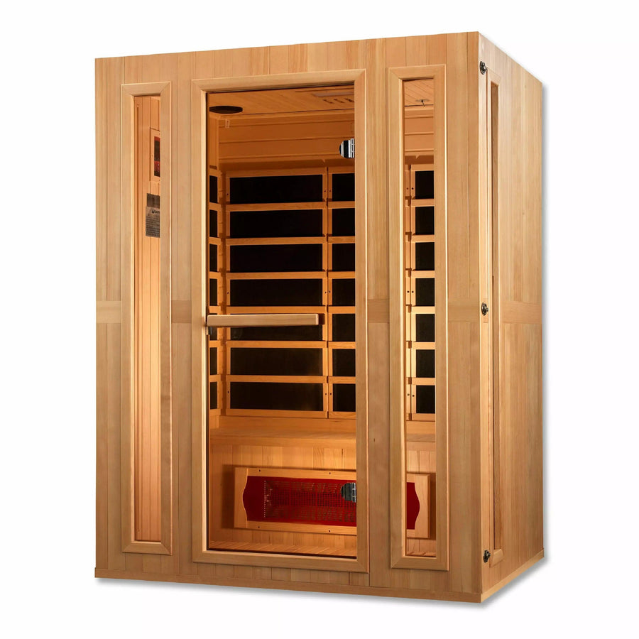 Golden Designs Sauna: Maxxus "Trinity" Dual Tech 3 person Low EMF FAR Infrared Sauna Canadian Hemlock - Fire Pit Stock