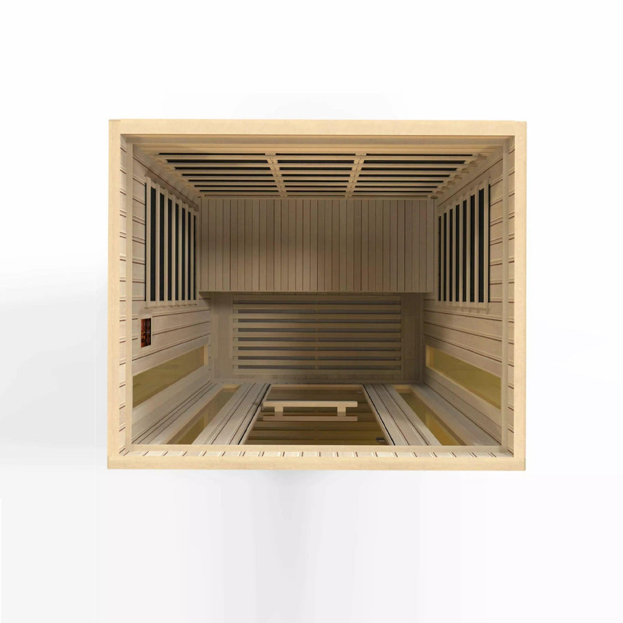 Golden Designs Sauna: Maxxus "Trinity" Dual Tech 3 person Low EMF FAR Infrared Sauna Canadian Hemlock - Fire Pit Stock