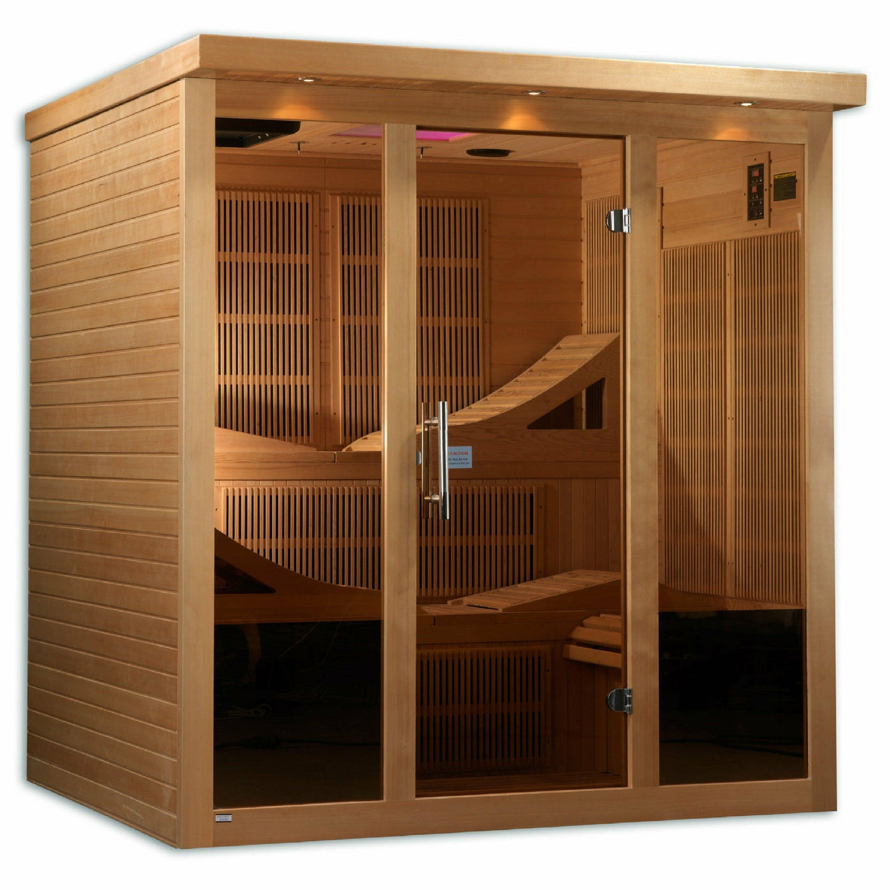 Golden Designs Sauna: "Monaco Elite" 6 Person PureTech™ Near Zero Far Infrared Sauna - GDI-6996-01 - Fire Pit Stock